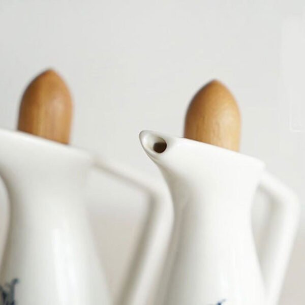 طقم توزيع زيت وخل من البورسلين الأبيض عالي الجودة