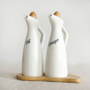 طقم توزيع زيت وخل من البورسلين الأبيض عالي الجودة