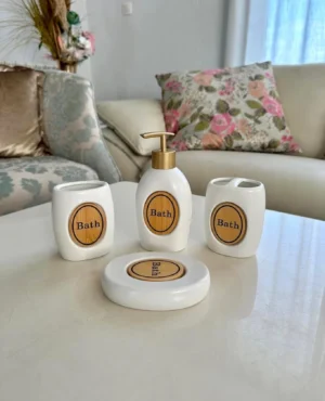 طقم حمّام بورسلين مط – 4 قطع بتصميم عصري أنيق