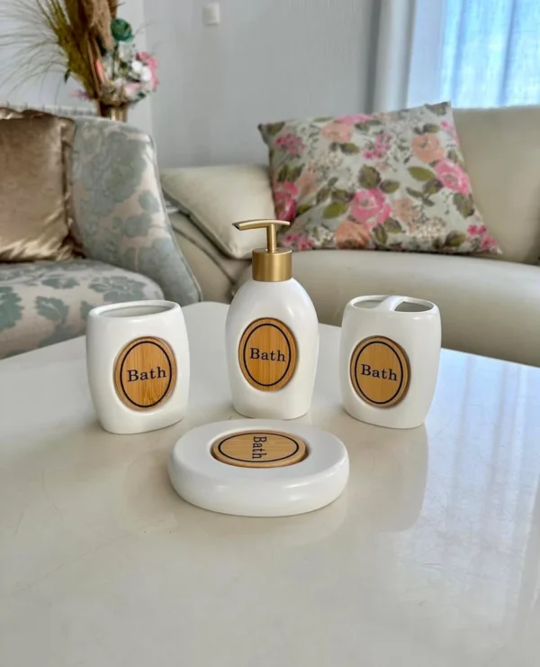 طقم حمّام بورسلين مط – 4 قطع بتصميم عصري أنيق