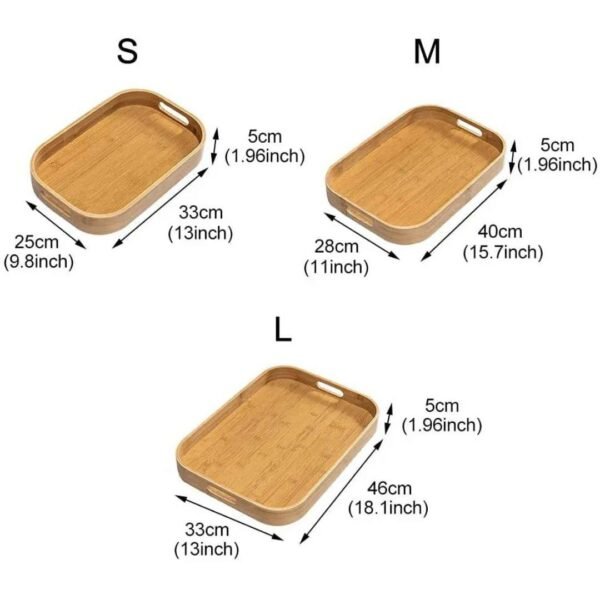 طقم صواني خيزران مستطيلة فينتج – 3 قطع بمقاسات مختلفة للتقديم والتنظيم – صديقة للبيئة